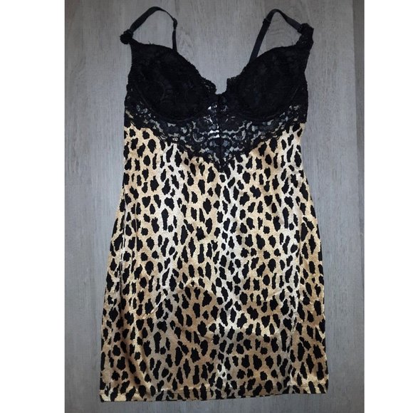 Victoria's Secret Intimates & Sleepwear Vintage Victorias Secret Leopard Print Black Lace